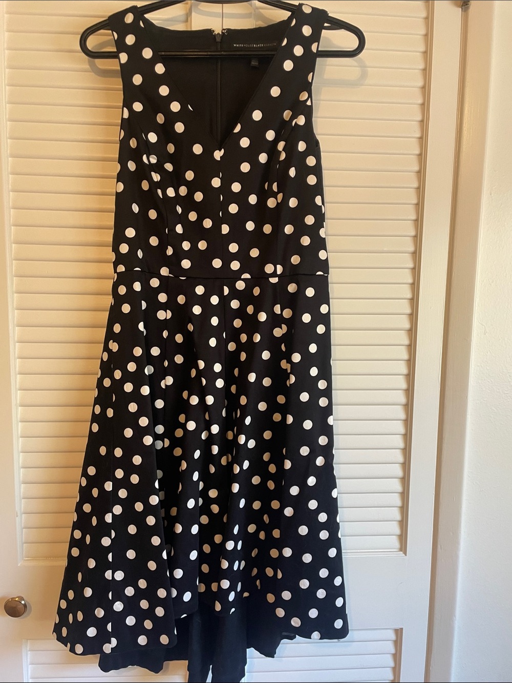 White House Black Market Black Polka Dot Sleeveless Fit-and-Flare Dress